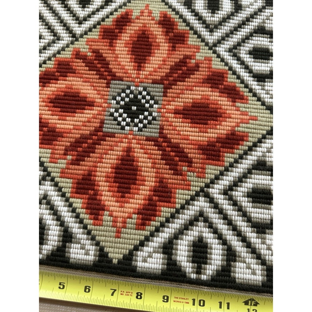 Vtg Norwegian Akle Needlepoint Panel Scandinavian Folk Art Floral Orange (E) - Picture 2 of 7